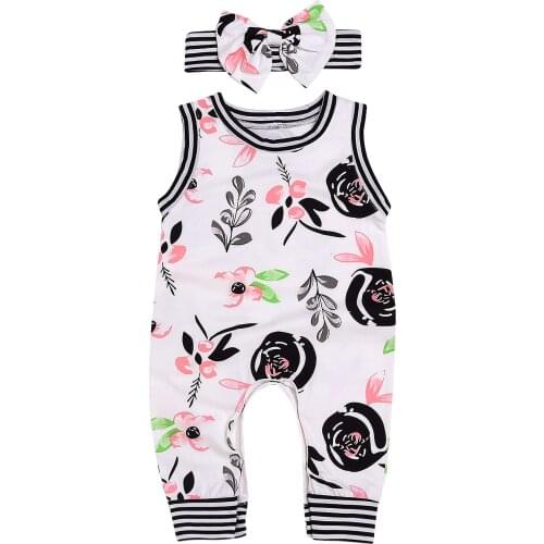 Summer Newborn Baby Girl Boy Sleeveless Romper Jumpsuit Outfits Sunsuit Clothes Size 0-24M