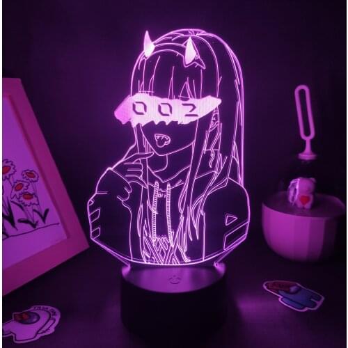 Manga Zero Two Darling In The Franxx Anime Figure 02 3D LED Lava Lamps RGB Night Lights Gift For Friend Bedroom Table Decoration