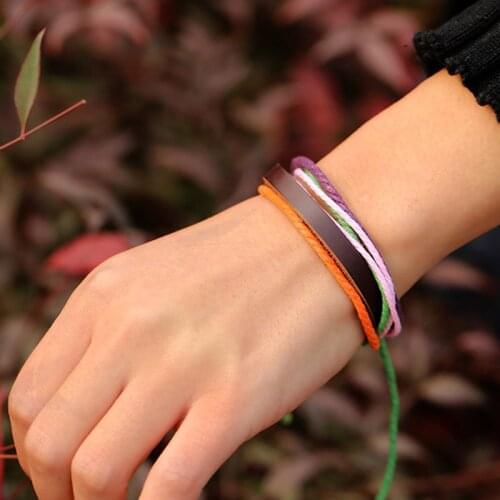 Fashion Colorful Bracelets for Men Women Jewelry Party Multi Layers Wrap Leather Wristband Woven Wholesale Bracelets & Bangles