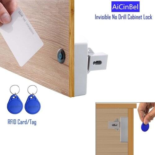 Electronic Cabinet Lock Kit Set with RFID Card and Tag Entry - Hidden DIY Locks for for Wooden Cabinet Drawer Locker
