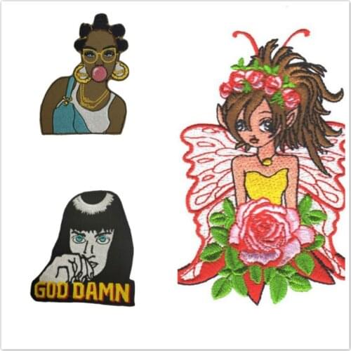 10pcs/lot Embroidery Patch Creative Fashion Glasses Butterfly Fairy Rose Girl God Letter Clothing Decoration Iron Applique