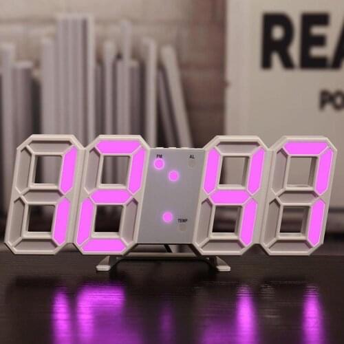 Modern Design Household Temperature Simple Electronic Wall Clock 3D Wall-mounted Desktop LED Stereo 3D Digital Clock Home Decor