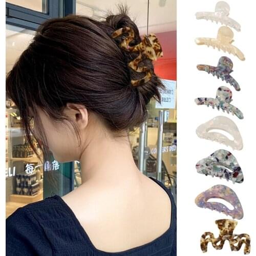 2021 New Tortoise Shell Hair Claw Clip Irregular Geometric Cellulose Acetate Jaw Clamp French Design Elegant Large Barrettes
