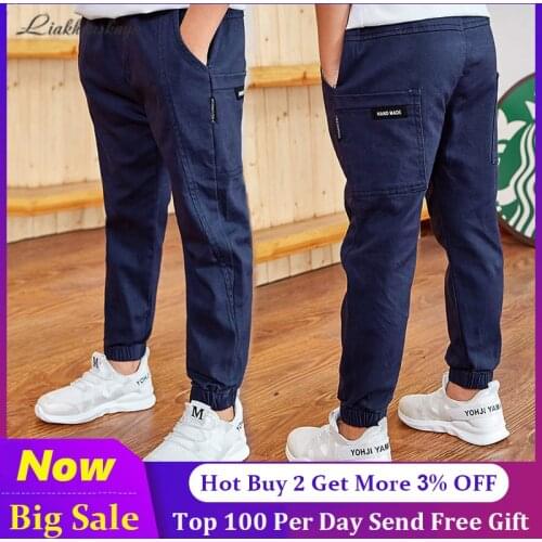 Newest Spring Casual Sport Kids Boys Pants Cotton Solid Cargo Pants Teenage Boy Long Trousers Casual Pants Streetwear 110-160cm