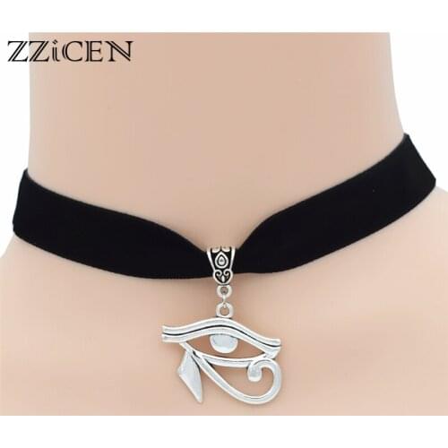 New Vintage Trendy Ancient Egypt Totem Round Eyes of Horus Charms Pendant Lucky Womens Egyptian Eyes Love Sexy Choker Necklace