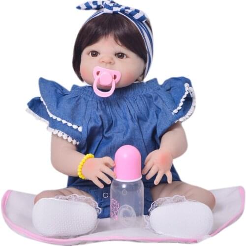 Full silicone reborn baby dolls 23"57cm bebe real reborn bonecas menina child gift dolls bathe toys