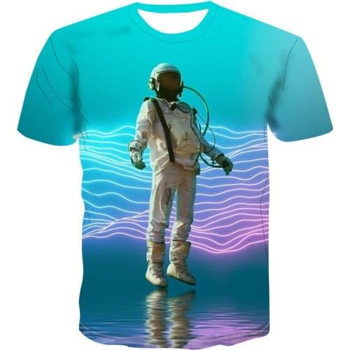 2020 Popular 3d Trendy Fashion Creative Astronaut Cartoon Color Picture T -Shirt Men 'S Trend Cool And Versatile S -6xl