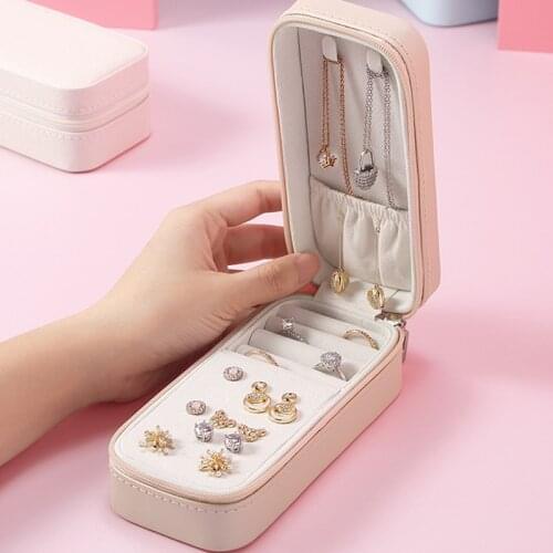 Portable Womens Jewelry Organizer Box Leather Jewellery Storage Display Earrings Ring Necklace Case 2020 Hot