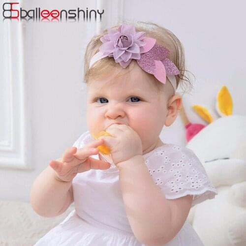 Balleenshiny Fashionable Soft And Elastic Childrens Headband Glitter Mesh Stitching Flower Baby Headbands Newborn Hair Band