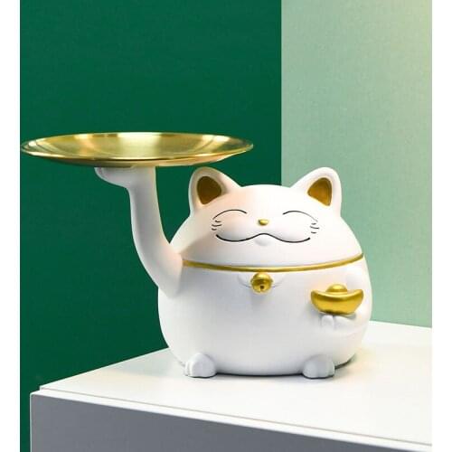 Modern and simple lucky cat Nordic home decor creative living room decoration light luxury office desk resin crafts ornaments
