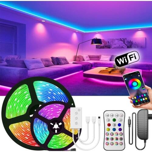 5050 LED Strip WiFi 5M-20M LED Light RGB Waterproof SMD 2835 DC12V rgb String Diode Flexible Ribbon WiFi Contoller+Adapter plug
