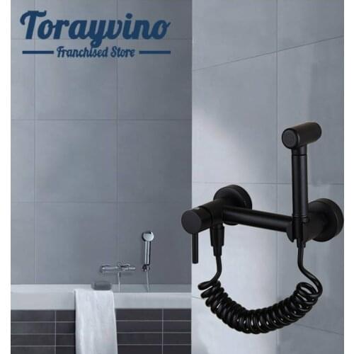Torayvino wall mounted black Bidet faucet hot & cold water mixer rubinetto bidet anal shower Balcony mop pool wash sprayer taps