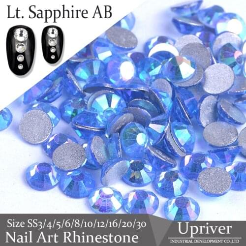 Upriver Non Hotfix rhinestone light sapphire AB nail design Nail Art Rhinestones