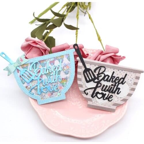 Baked With Love Bowl Shaker Metal Cutting Dies Stencils for DIY Scrapbooking Decorative Embossing Paper Card Making Craft