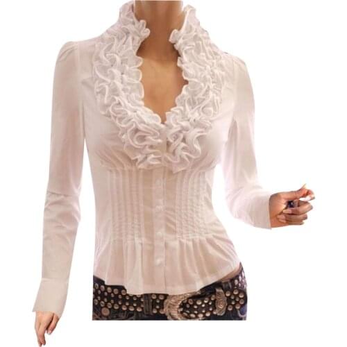 4# Women Popular Blouses Long Sleeve V Neck Lace Slim Pullover Loose Tops corset top shirt gothic shirt women 2020 футболки