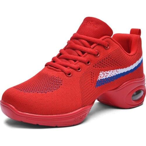 Dance Shoes Woman Ladies Modern Soft Outsole Jazz Sneakers Mesh Breathable Lightweight Female Dancing Fitness Sport