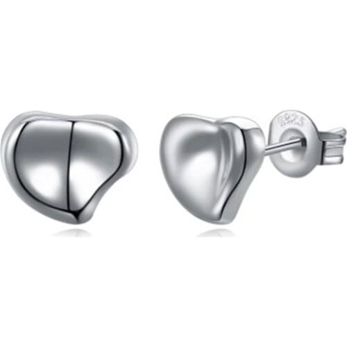 SILVERHOO Women Earrings Genuine 925 Sterling Silver Minimalist Cute Heart Small Stud Earring Romantic Anniversary Fine Jewelry