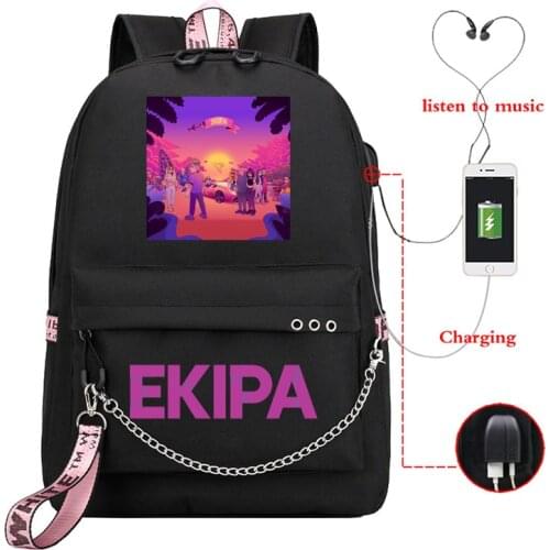 Ekipa Print Women Backpack Mochila for Girl Travel School Bag Rucksack Usb Charging Ekipa Shoulder Bag for Teenage Bookbag