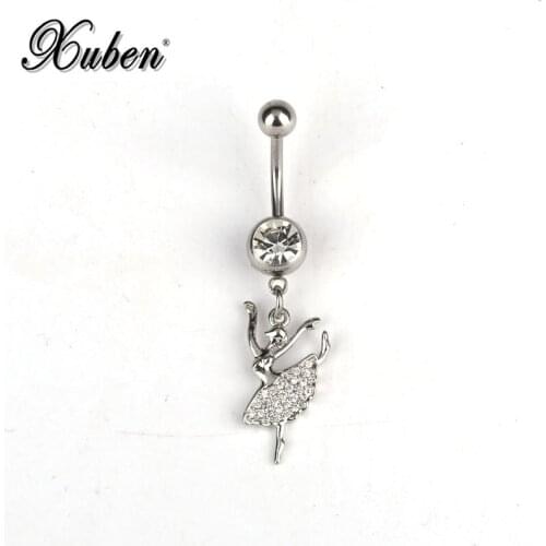 New Fashion Sexy Piercing Navel Nail Body Jewelry Flower Pendant white Crystal Christmas snowflakes Belly Button Rings 1 pc