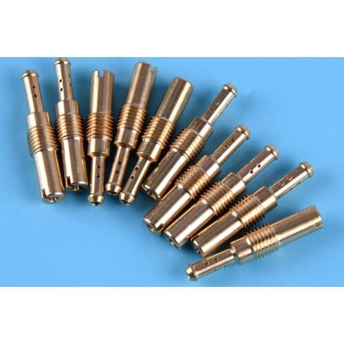 LEATOSK 10Pcs Copper Carburetor Slow Pilot Jet Kit Gold Fit for Keihin PWK OKO 32 35 38 40 42 45 48 50 52 55 Jet