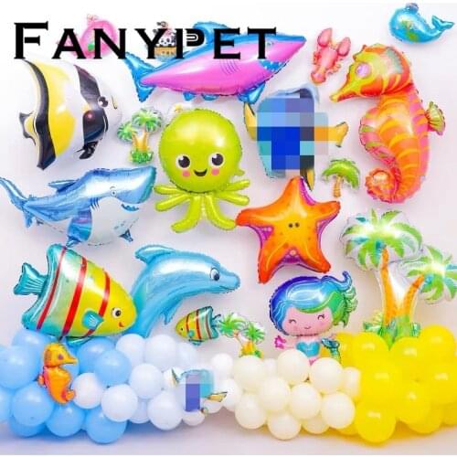 10pcs Mini Octopus Fish Lobster ocean Animals Foil Balloons Air Filled Globos Baby shower Sea Theme birthday Party Decor Gifts