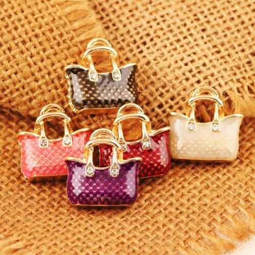 10pcs High Quality Fashion Enamels Charms Gift Multicolor Handbag Alloy Pendant Bracelet Necklace Jewelry Accessories DIY Craft