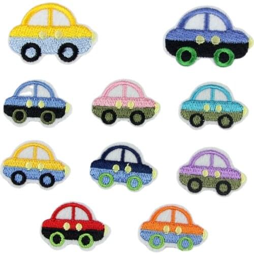 100pcs/lot Small Cartoon Car Embroidery Patches for Kids Clothing Decoration Sewing Accessories Iron Heat Transfer Stickers