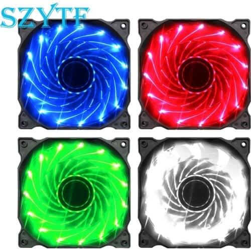 15/33LED 12cm 120mm Cooler cooling fan silent fan Blue Green Red White color Light Guide Ring