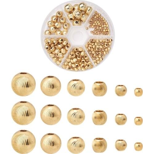198pcs/Box Brass Textured Beads Round Spacer Beads for DIY Bracelet Necklace Jewelry Making Accessories Decor Supplies