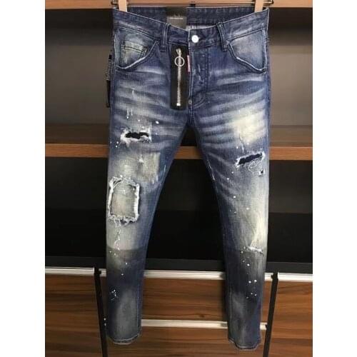 2021 Fashion Trend Dsquared2 Patch Patch Paint Dot mens Motorcycle Jeans *9615