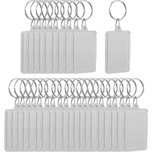 30 Pieces Clear White Insert Photo Acrylic Photo Frame Split Keychain