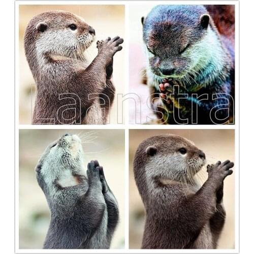 5D Diy Full Square Round Diamond Painting Otter Cross Stitch Kit Diamond Embroidery Prayer Animal Needlework Home Decoration Art