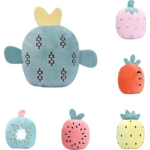 6Pcs Sounding Puppy Dog Chew Toy Fruit Vegetable Cactus Carrot Kiwi Squeak Toy for Cat Pets Plush Pineapple Toys
