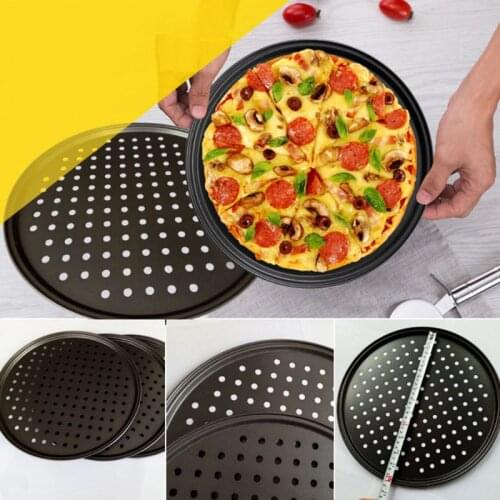 9/10/11/12 Inch Baking Pizza Pan with Hole Carbon Steel Nonstick Kitchen Cooking