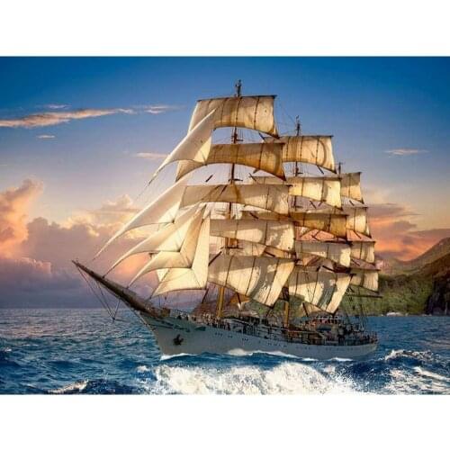 CraftArtGo 5D DIY Diamond Embroidery Sailboat Full Square Round Rhinestone Mosaic Painting Cross Stitch Flowers Diamond Kit