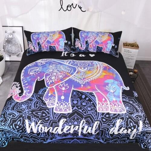 Free shipping bohemian style cartoon elephant phantom bedding set 1pc duvet cover&2pcs pillow cases home textile PX