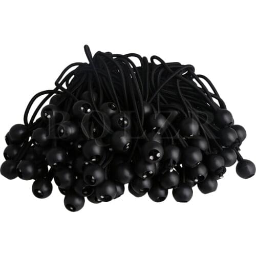 BQLZR 100 Piece Black 6 Inch Ball Bungee Tarp Stretch Cord with 22mm Ball Dia