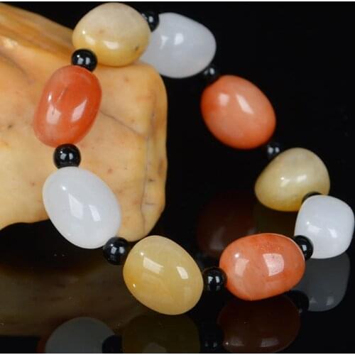 10pcs Natural genuine gold silk jade bracelet stone bracelet Gobi jade bracelet Natural Stone Bracelets Stone Bangles Jewelry