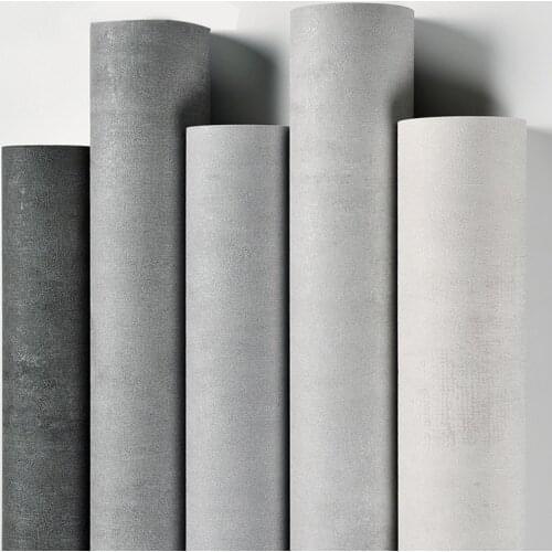 Cement Wallpaper Light Nordic Gray Modern Simple Retro Nostalgic Industrial Style Solid Color Plain Wallpaper Waterproof PVC