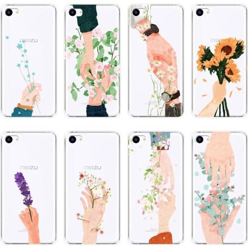TPU Art Flower Sunflower Phone Case For Meizu 16th 16x 15 Lite 16 Plus Soft Silicone Back Cover For Meizu U10 U20 Pro 6 7 Plus