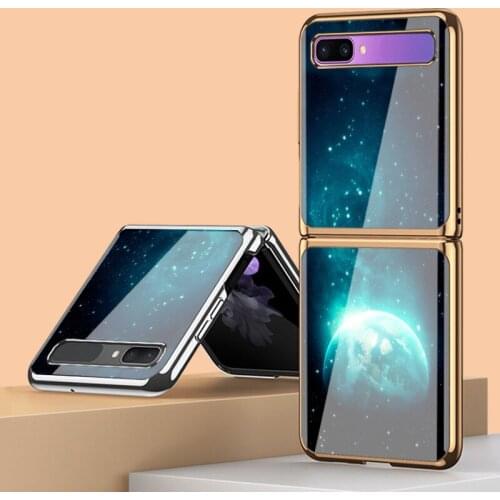 Z Fold 2 Funda Case for Samsung Galaxy Z Fold 2 W21 Z Flip Glowing Planet Pattern Tempered Glass Coque Phone Case Cover Z Flip