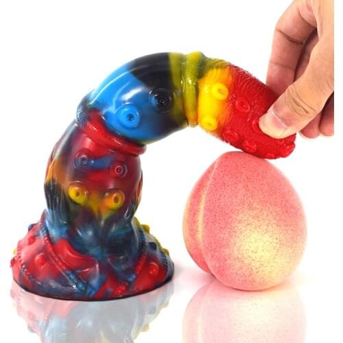 Monster With Beads Dildo Soft Silicone Texture Sucker Colorful Big Dick Animal Anal Dildo Sex Toys For Couples Sex Shop Dick