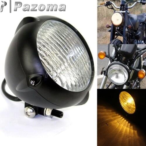 4.5" H4 Black Motorcycle Headlight Front Headlamp Hign Low Beam Universal For Harley Honda Yamaha Chopper Cafe Racer Custom