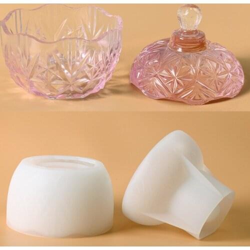 Snow Fower Texture Storage Box Silicone Mould for Diy Handmade Uv Epoxy Crystal Resin Mold Gift Box Casting Jar Molds