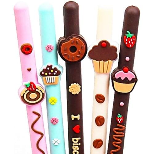 1 Novelty Creative Silicone Gel Gel Pen Cartoon Chocolate Bar Gel Pen Funny Cute Fruit Donut School Office Student Supplies
