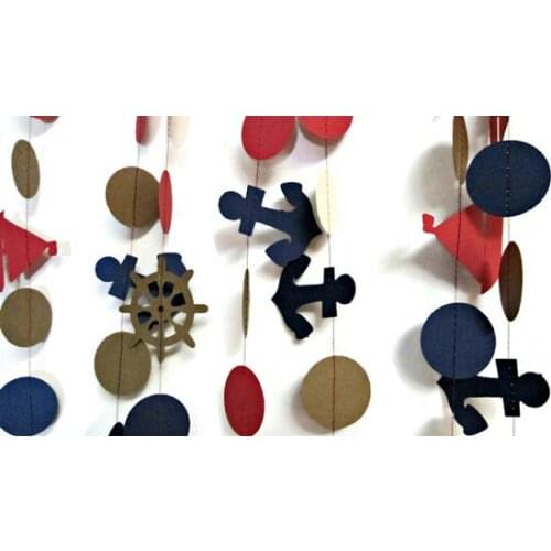 Nautical Theme Garland, Paper Garland, Anchor and Sailboat birthday wedding bridal baby shower banners buntings