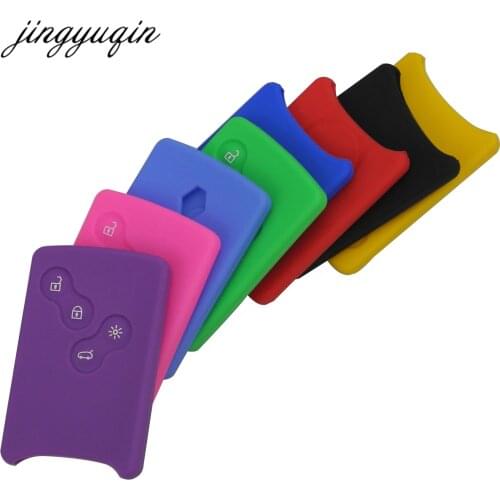 Jingyuqin 30pcs/lot 4 Button Car key Silicone Cover Protector Holder for Renault Clio Logan Megane 2 3 Koleos Scenic Card Case