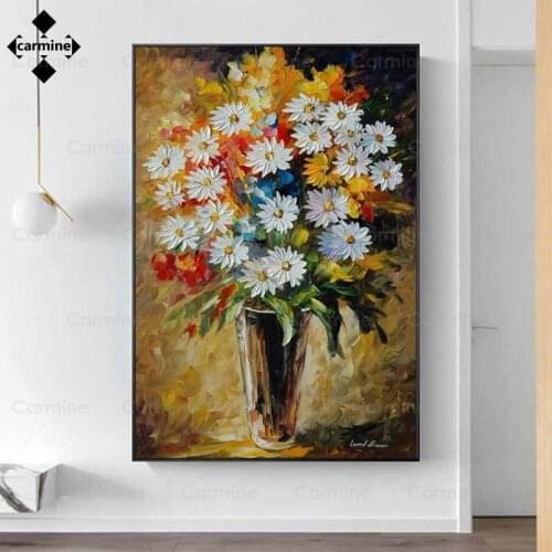 Daisy Oil Painting Print Poster On Canvas Flower Wall Art Painting Abstract Picture for Living Room Bedroom Decoration Frameless