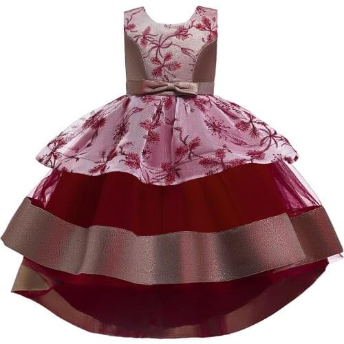 Summer Flower Embroidery Kids Dress For Girls Wedding Party Dress Birthday Baptism Princess Dress For Girl Christmas Costumes