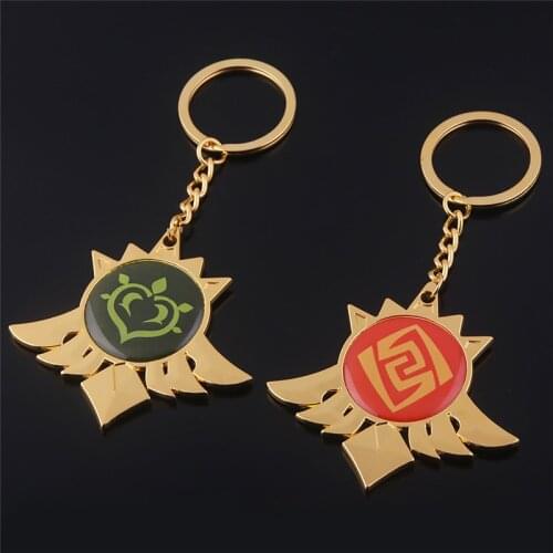 2021 Hot Game Metal Jewelry Keychains Genshin Impact Cosplay Key Chain 7 Element Weapons Eye of God Accessories Kids Toys Gifts